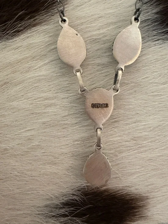 ❤️ Number 8 Turquoise Navajo Style Hand Stamped Unisex Matte Sterling Pendant - Picture 5 of 12